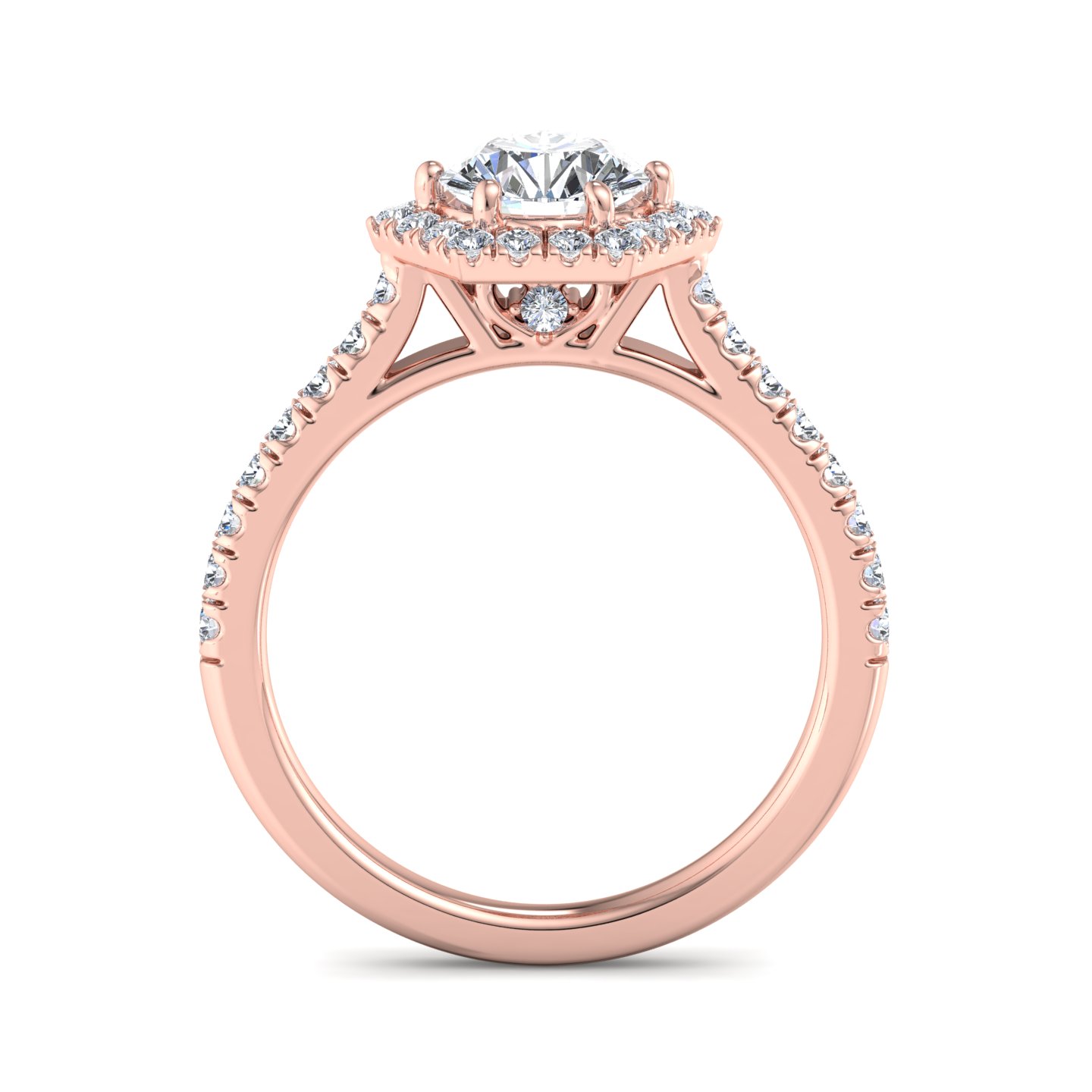 Lily Hexagon frame Halo Engagement Ring